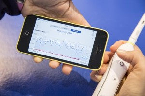 BLUETOOTH CONNECTED TOOTHBRUSH HELPS PROMOTE LONGER BRUSHING.