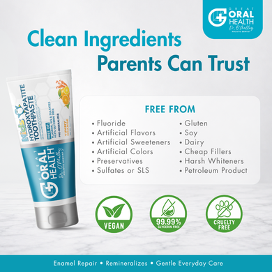 Kids ProMineralizer Fluoride-Free Toothpaste with Nano Hydroxyapatite (Yummy Orange)