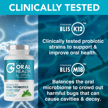 Dental Oral Probiotics with BLIS K12 & M18 – 7 Strains, 6 Billion CFU (Mint Flavor)