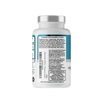 Kids Dental Oral Probiotics with BLIS K12 & M18 – 7 Strains, 6 Billion CFU (Strawberry-Vanilla Flavor)