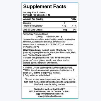 Buy Oral Care Probiotics for Kids –with BLIS K12 & M18 | Great Oral Health